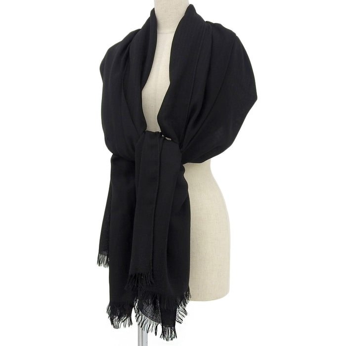 HERMES 
アッシュ 大判 フリンジ 
Hロゴ カシミア ウール ショール