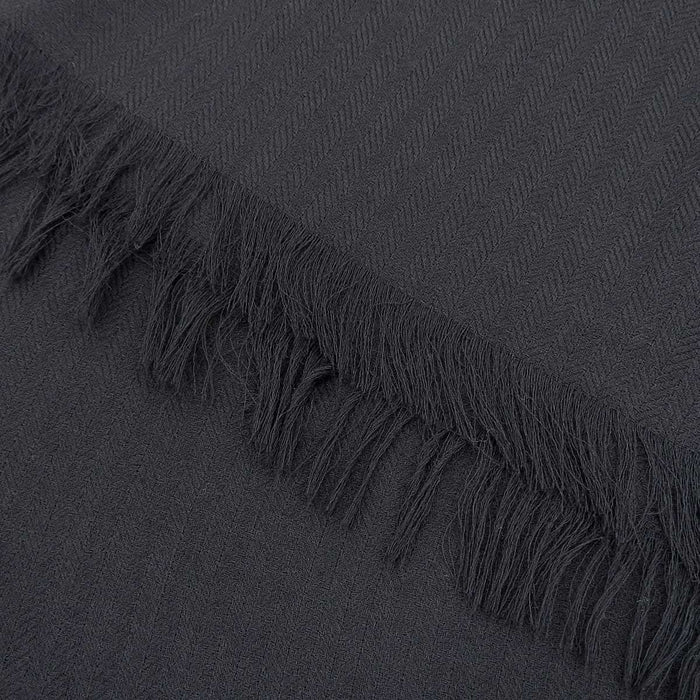 HERMES 
アッシュ 大判 フリンジ 
Hロゴ カシミア ウール ショール