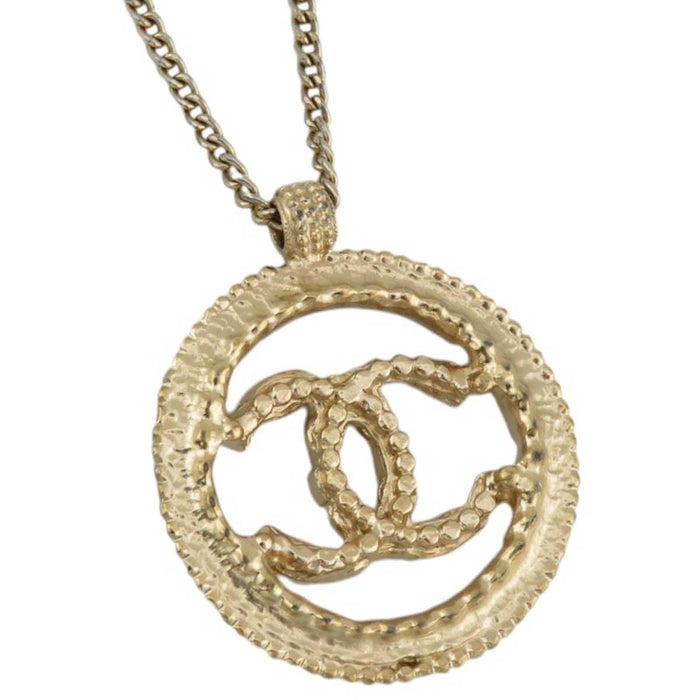 CHANEL 
A18C COCO CC ラインストーン ライトゴールドカラーメタル 
ココマーク ラウンド ビジュー ネックレス