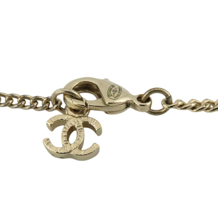 CHANEL 
A18C COCO CC ラインストーン ライトゴールドカラーメタル 
ココマーク ラウンド ビジュー ネックレス