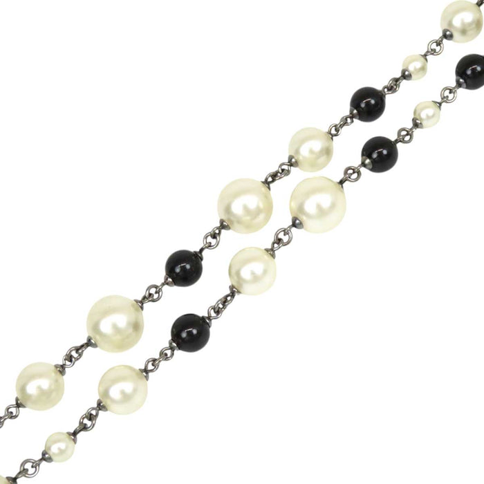 CHANEL 
A13P COCO CC ロゴ ビジュー ビーズ 
ココマーク カメリア コットンパール ロングネックレス