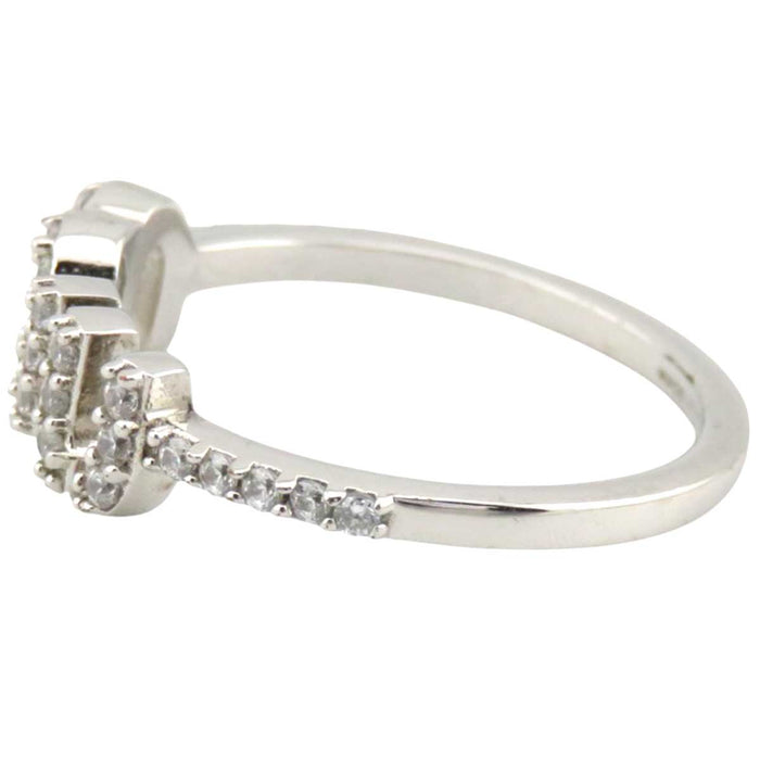 MIUMIU 
Cubic Zirconia Silver Color Metal Brass 
Logo Zirconia Ring