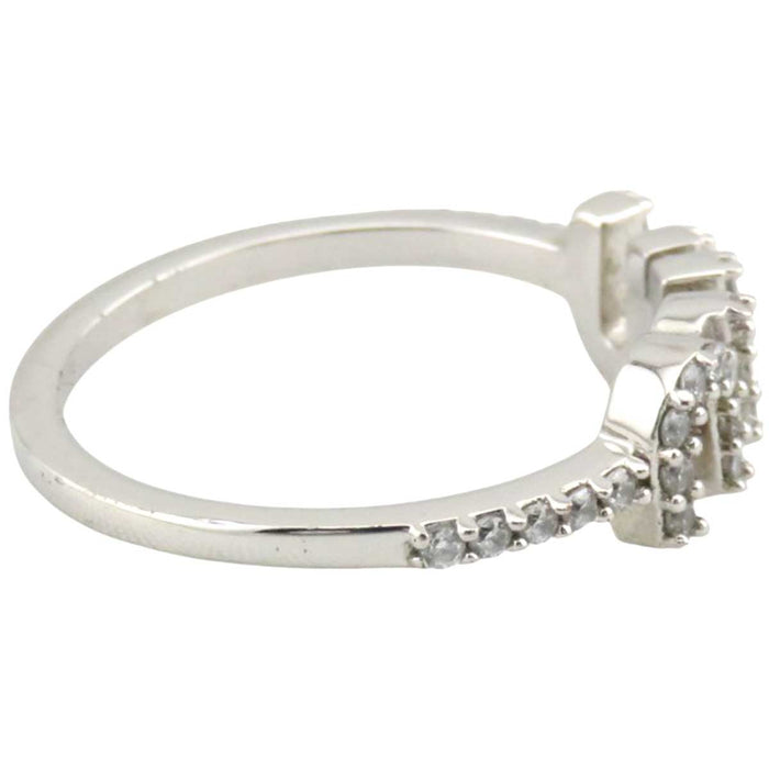 MIUMIU 
Cubic Zirconia Silver Color Metal Brass 
Logo Zirconia Ring
