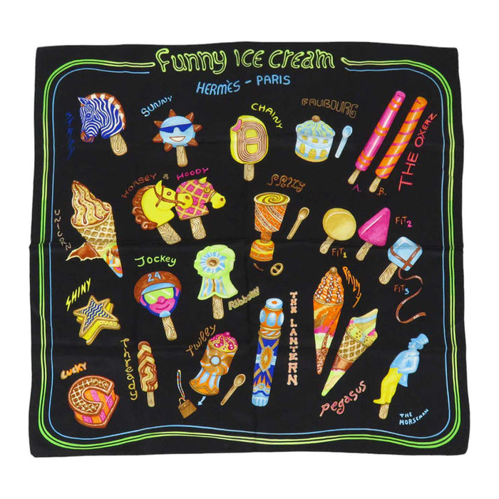 HERMES 
Foulard di seta gelato divertente 
Carré 70 FOULARD GELATO DIVERTENTE