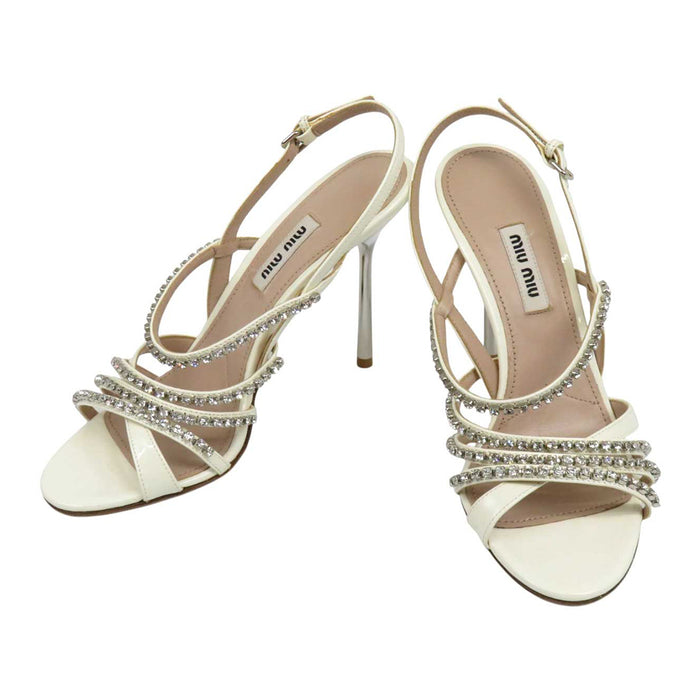 MIUMIU 
High Heel Pin Heel Patent 
Bijou Strap Sandals
