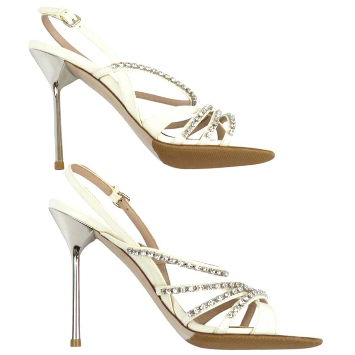 MIUMIU 
High Heel Pin Heel Patent 
Bijou Strap Sandals