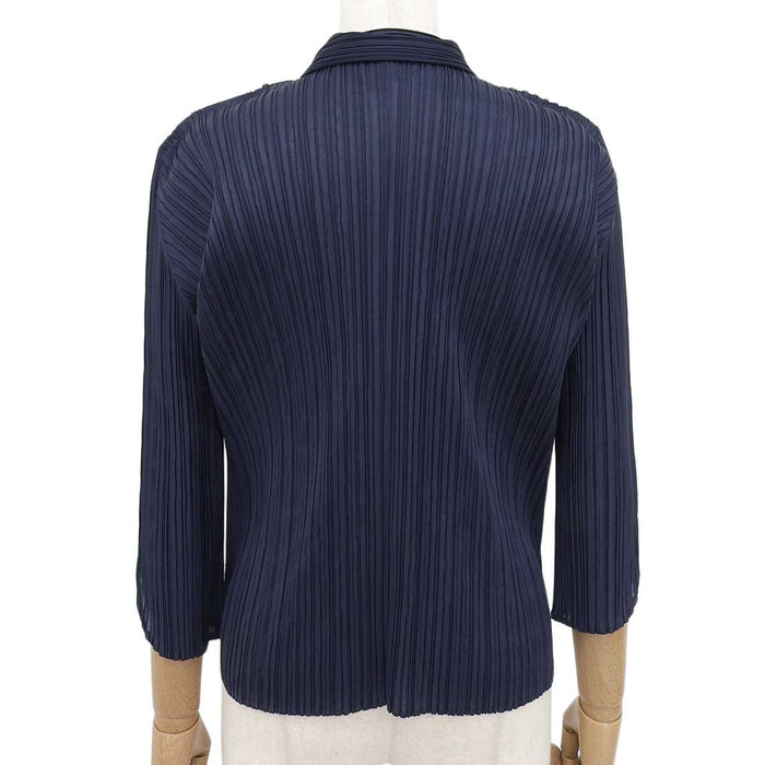 PLEATS PLEASE 
Issey Miyake plissé chemise à manches trois-quarts 
design ruban
