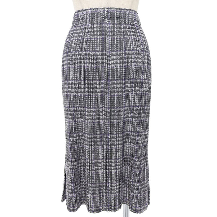 PLEATS PLEASE 
褶皱请 
三宅一生 全图案 
千鸟格子 裙子