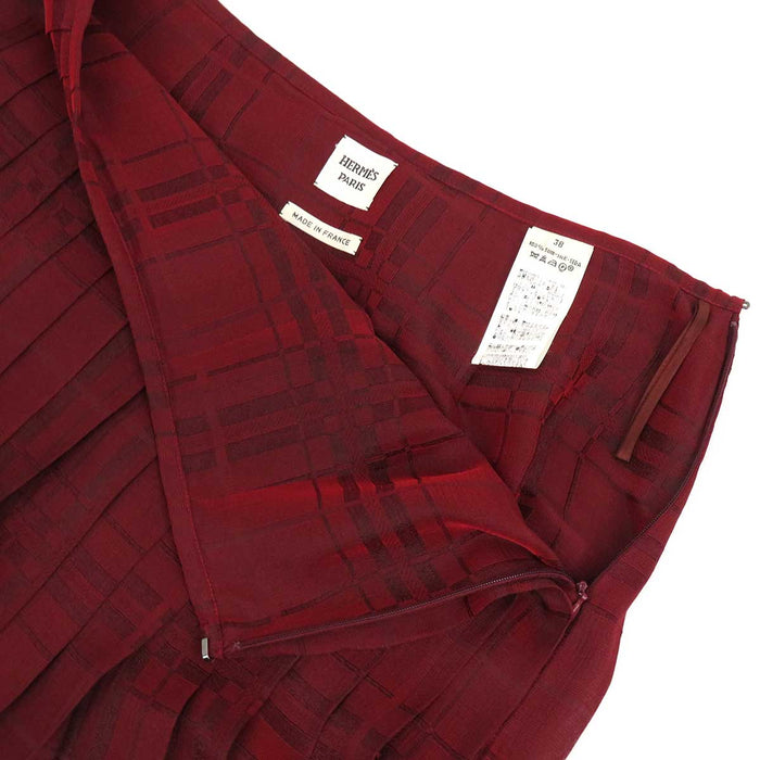 HERMES 
Seta chiffon 
Gonna plissettata a quadri