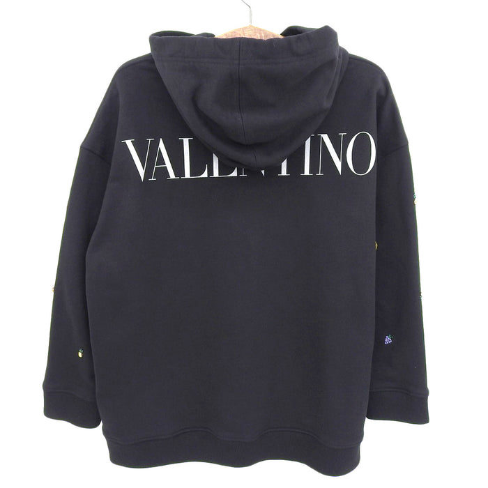 VALENTINO 
バックロゴ プリント ビーズ ラインストーン 
フルーツ エンブロイダリー フーディ