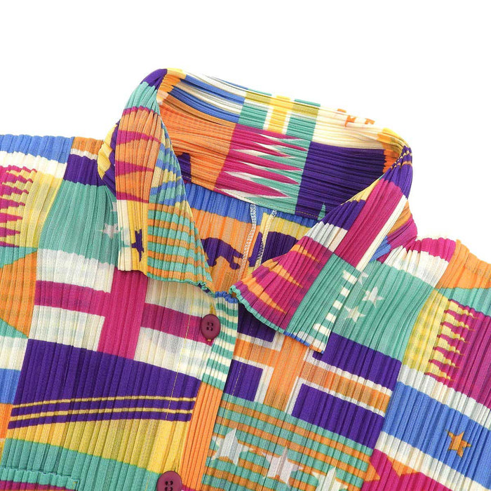 ISSEY MIYAKE 
Plis s'il vous plaît Issey Miyake 
PLEATS PLEASE chemise à manches mi-longues avec drapeau national