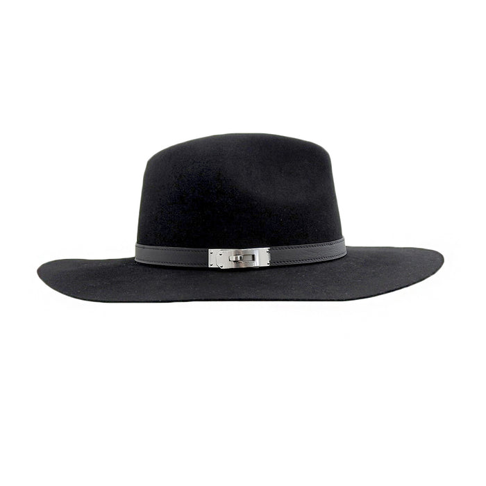 HERMES 
レザー シルバーカラー金具 
ケリー ウール ハット