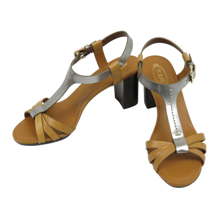 TOD’S 
Métallique 
Sandales en cuir à bride cheville