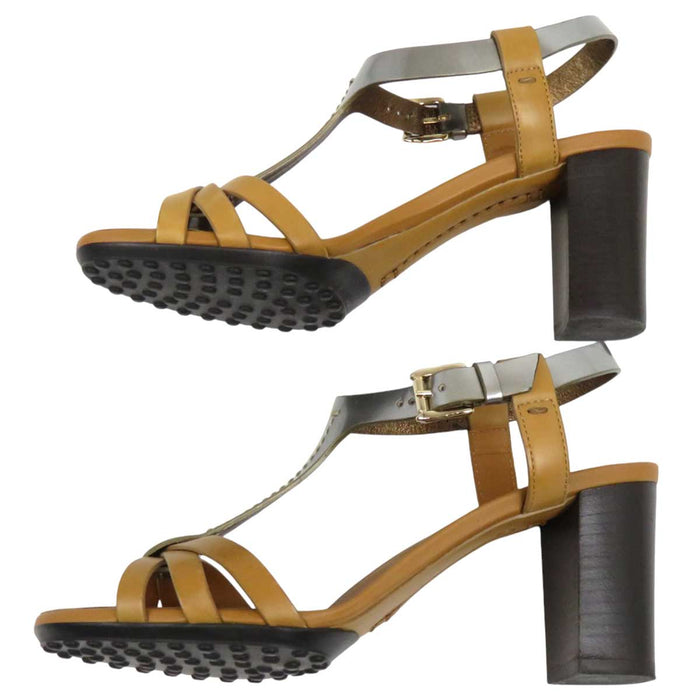 TOD’S 
Métallique 
Sandales en cuir à bride cheville