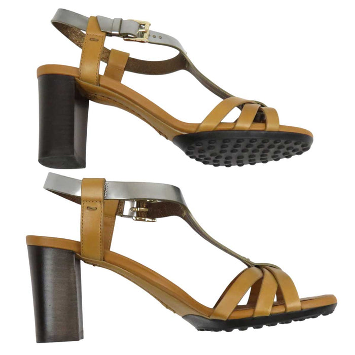 TOD’S 
Métallique 
Sandales en cuir à bride cheville