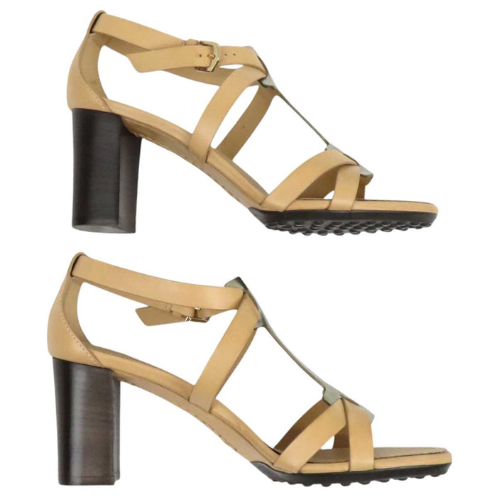 TOD’S 
メタリック 
アンクルストラップ レザー サンダル