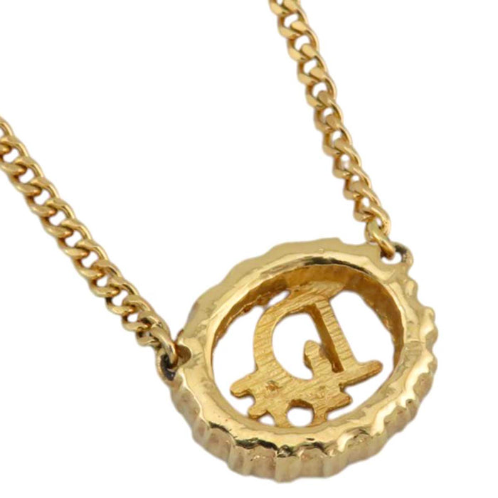 Dior 
CD ラインストーン ゴールドトーンメタル 
ロゴ ラウンド クリスタル ネックレス