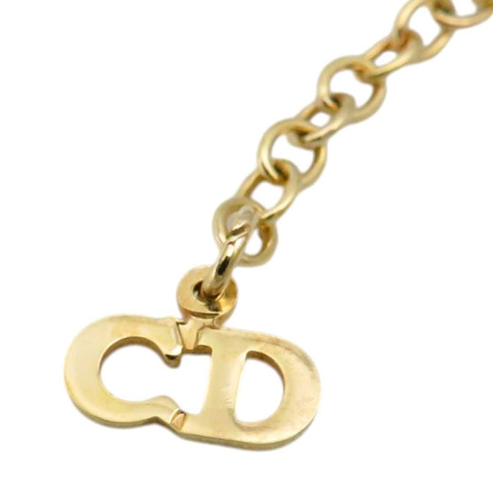 Dior 
CD ラインストーン ゴールドトーンメタル 
ロゴ ラウンド クリスタル ネックレス