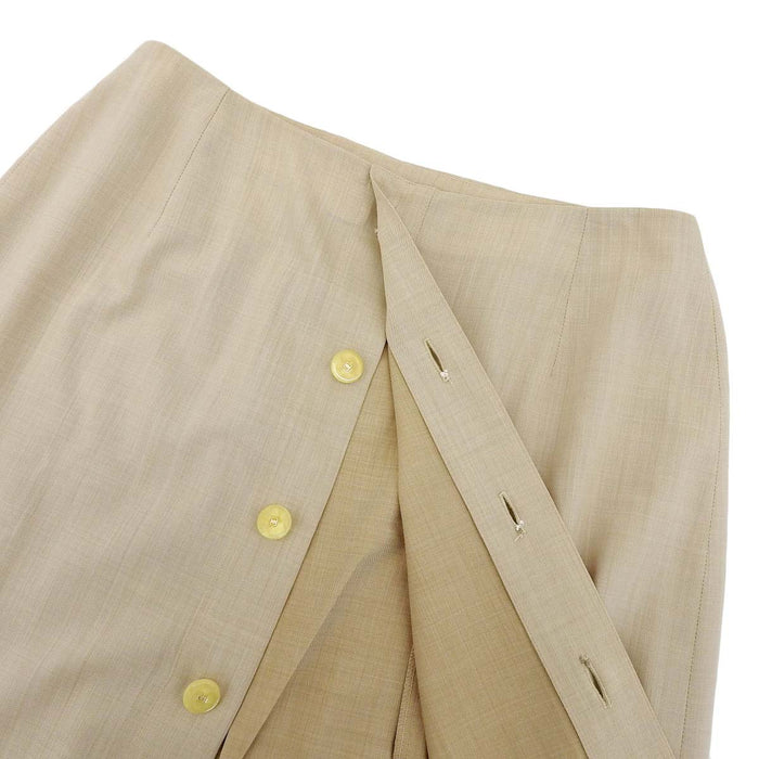 CHANEL 
COCO ココボタン プリーツ ミディアム 
ココマーク バックボタン ウール スカート