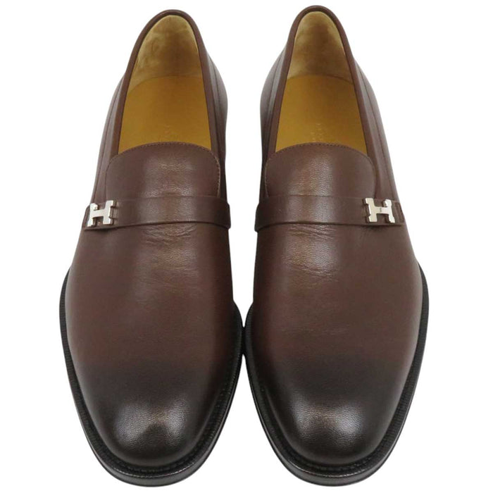 HERMES 
シルバーカラー金具 レザー 
ジュリオ モカシン