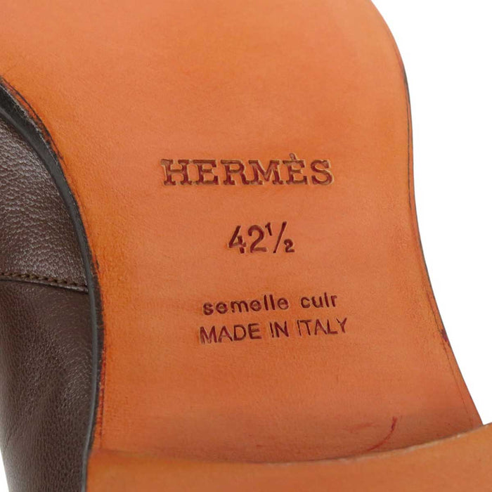 HERMES 
シルバーカラー金具 レザー 
ジュリオ モカシン