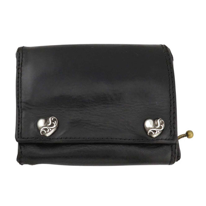 CHROME HEARTS 
Portafoglio 3FOLD Argento 
Portafoglio in pelle con bottone a forma di cuore 3 pieghe