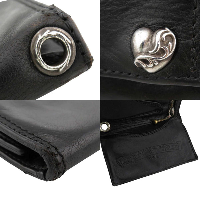 CHROME HEARTS 
Portafoglio 3FOLD Argento 
Portafoglio in pelle con bottone a forma di cuore 3 pieghe