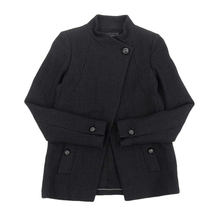 CHANEL 
COCO ココボタン 
ココマーク ツイード スタンドカラー ジャケット