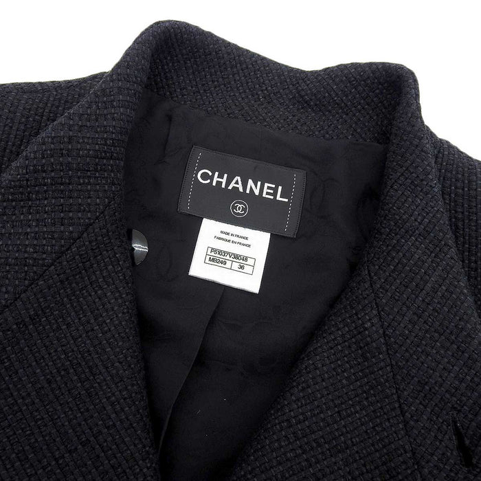 CHANEL 
COCO ココボタン 
ココマーク ツイード スタンドカラー ジャケット