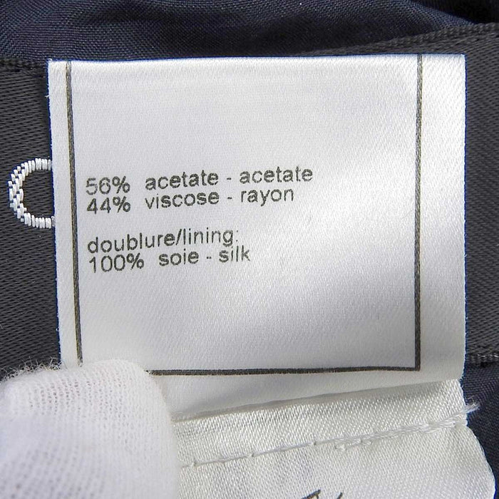 CHANEL 
02C アセテート混 レーヨン混 
カメリア ボタン ノースリーブ ワンピース
