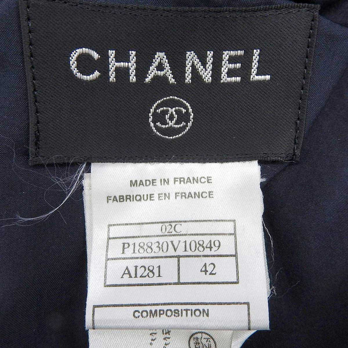 CHANEL 
02C アセテート混 レーヨン混 
カメリア ボタン ノースリーブ ワンピース