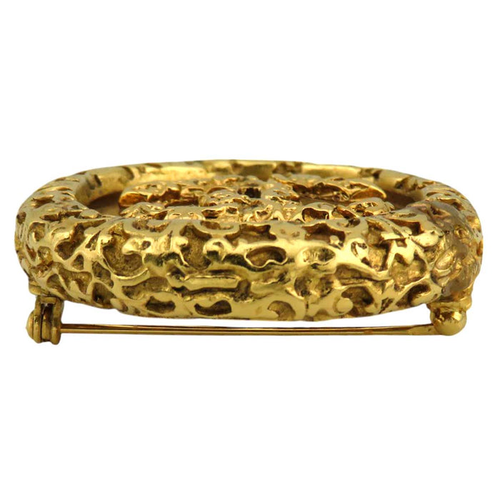 CHANEL 
93A クリア COCO CC ゴールドカラーメタル 
ココマーク ラウンド ヴィンテージ ピンブローチ