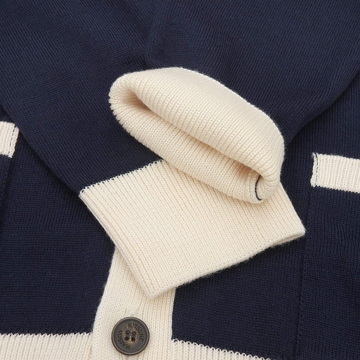 MAISON KITSUNE 
メゾンキツネ Vネック ベイビーフォックス 刺繍 パッチ 
ウール ニット カーディガン