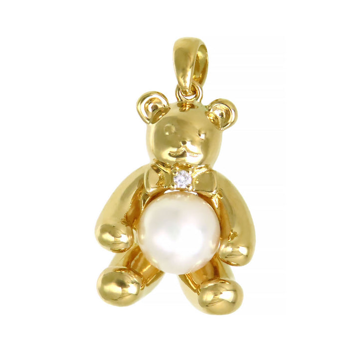 TASAKI Akoya Pearl Diamond Teddy Bear Pendant Top