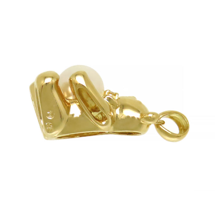TASAKI Akoya Pearl Diamond Teddy Bear Pendant Top