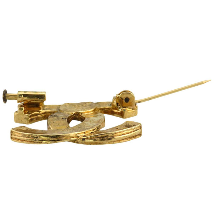 CHANEL 
ロゴ COCO CC ラインストーン ゴールドカラーメタル 
ココマーク ヴィンテージ ストラス ピンブローチ