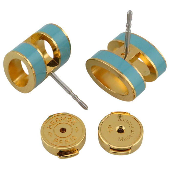 HERMES 
MINI POP H ロゴ ゴールドカラーメタル 
ミニ ポップ アッシュ スタッドピアス