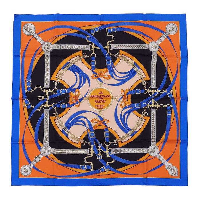 HERMES
Silk Large Square Ribbon Motif
Carré 90 LA PROMENADE DU MATIN Morning Walk Scarf
