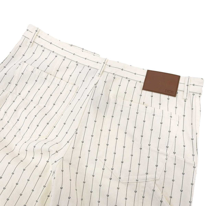 Dior 
ボタンフライ 180/78A ペインターパンツ 
CD ハートアイコン ロゴ ストライプ ホワイトデニム パンツ