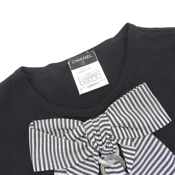 CHANEL
Logo COCO CC Stripe 07A Cashmere Blend Silk Blend
Ribbon Chain Motif Short Sleeve Knit