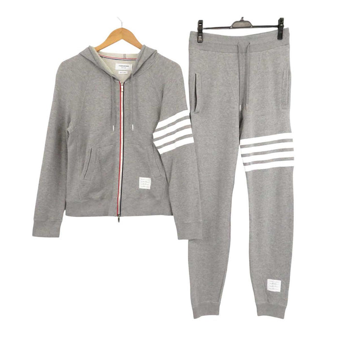 THOM BROWNE 
ジップアップ フーディ ストライプ コットン 
4 BAR スウェット セットアップ