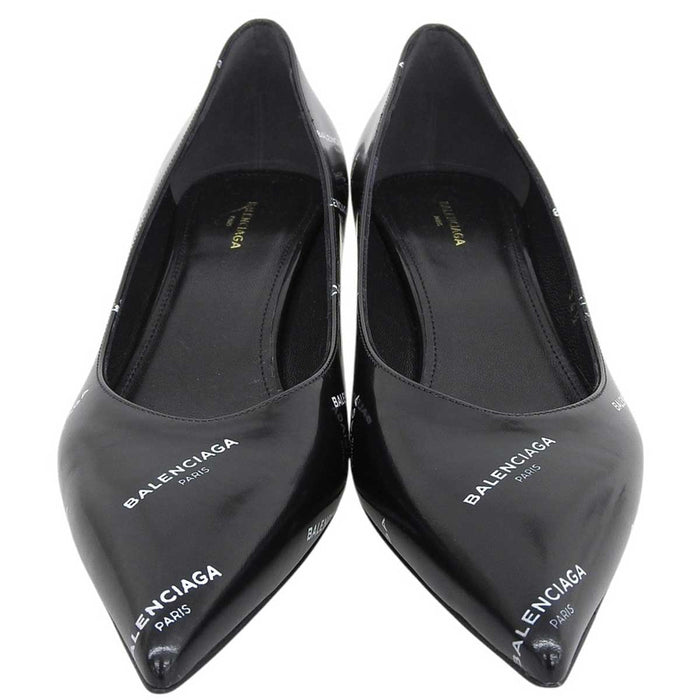 BALENCIAGA
Logo all-over pattern diagonal heel design
Logo slash heel pumps