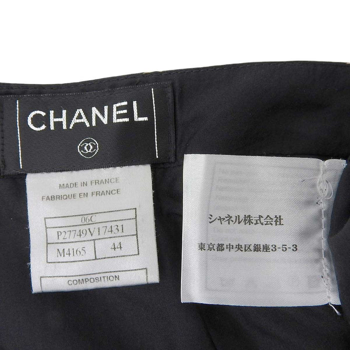 CHANEL 
06C ロゴ COCO CC マドモアゼル 
ココマーク カメリア 総柄 フロントプリーツ スカート