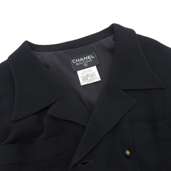 CHANEL 
96A COCO CC logo bottone Coco 
marchio Coco vintage cappotto doppiopetto in lana
