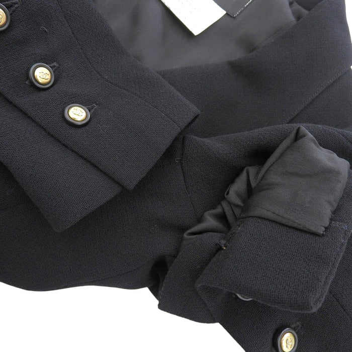 CHANEL 
96A COCO CC logo bottone Coco 
marchio Coco vintage cappotto doppiopetto in lana