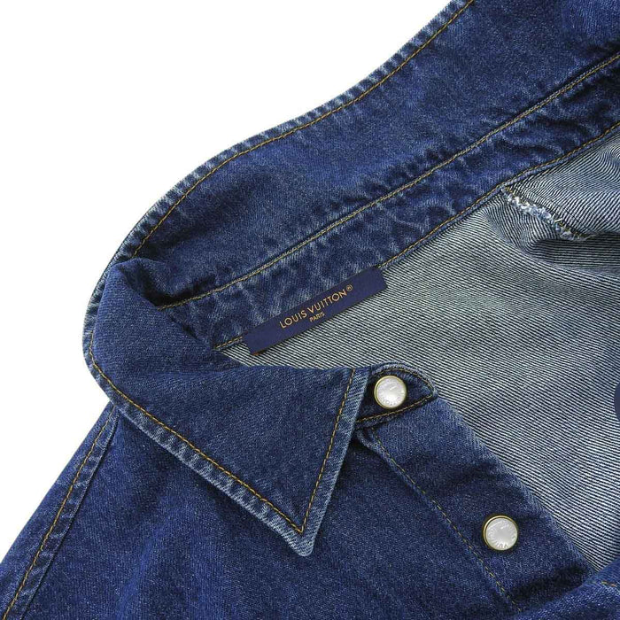LOUIS VUITTON 
半袖 ロゴ コットン 
シグネチャーデニム ショートスリーブ シャツ