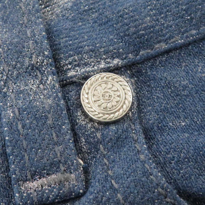 CHANEL 
09P COCO CC ロゴ ココボタン ラメ コットン 
ココマーク グリッター デニムパンツ 
マトラッセ