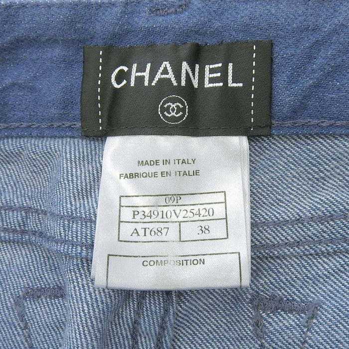 CHANEL 
09P COCO CC ロゴ ココボタン ラメ コットン 
ココマーク グリッター デニムパンツ 
マトラッセ