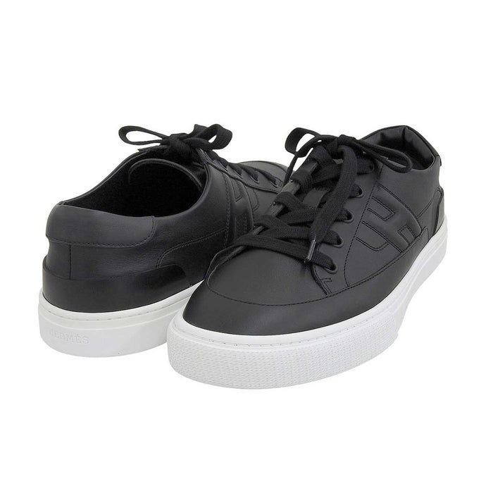 HERMES 
Logo Low-Cut H Ash 
Deep Leather Sneakers
