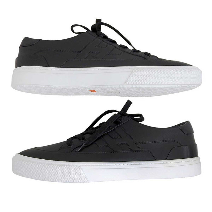 HERMES 
Logo Low-Cut H Ash 
Deep Leather Sneakers
